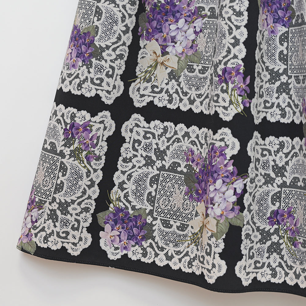 Violet lace yoke switching dress