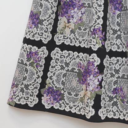 Violet lace yoke switching dress