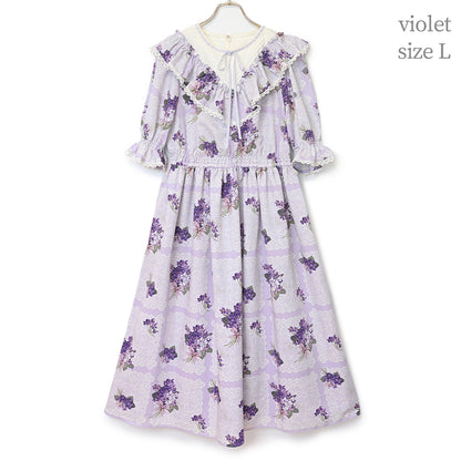 Violet lace yoke switching dress