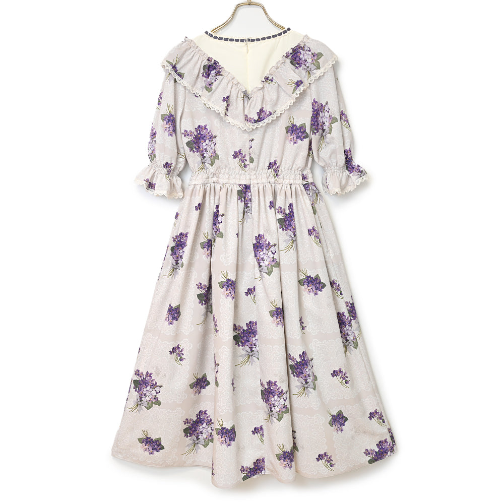 Violet lace yoke switching dress