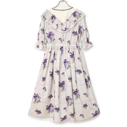 Violet lace yoke switching dress