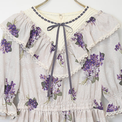 Violet lace yoke switching dress