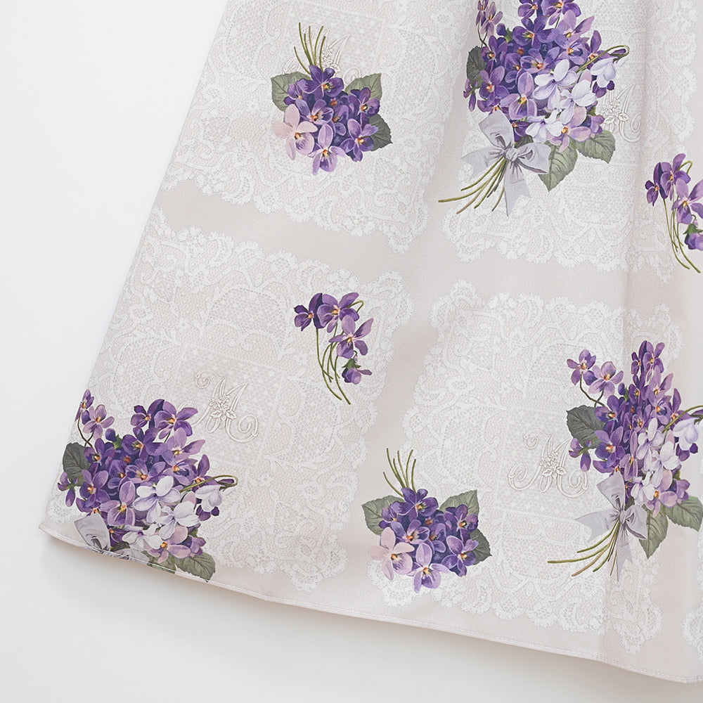 Violet lace square collar dress