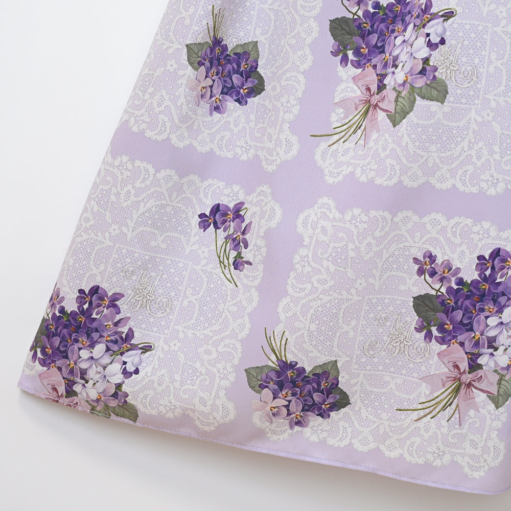 Violet lace square collar dress