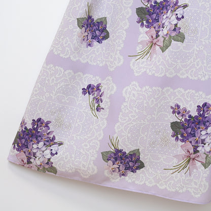 Violet lace square collar dress