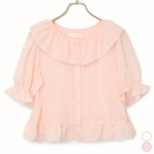 フリルピンタックオーバーブラウス