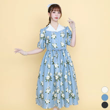 Load image into Gallery viewer, Sweetly scented gardenia open collar dress
