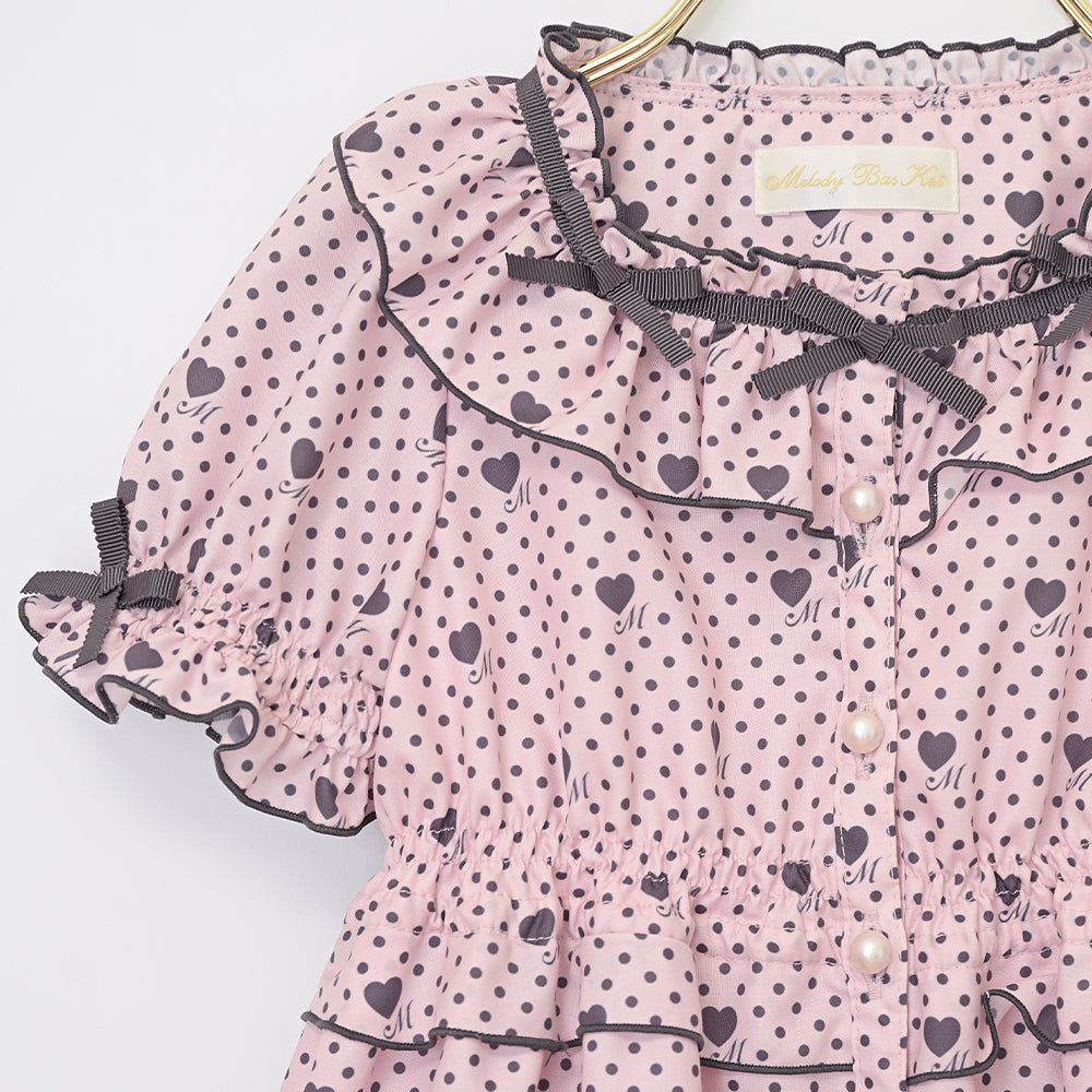 Little dot heartキッズワンピース