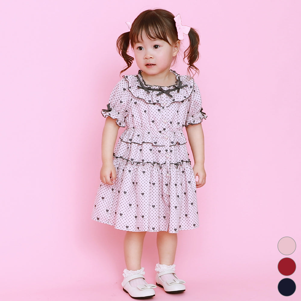 Little dot heart Kids dress【reservation】