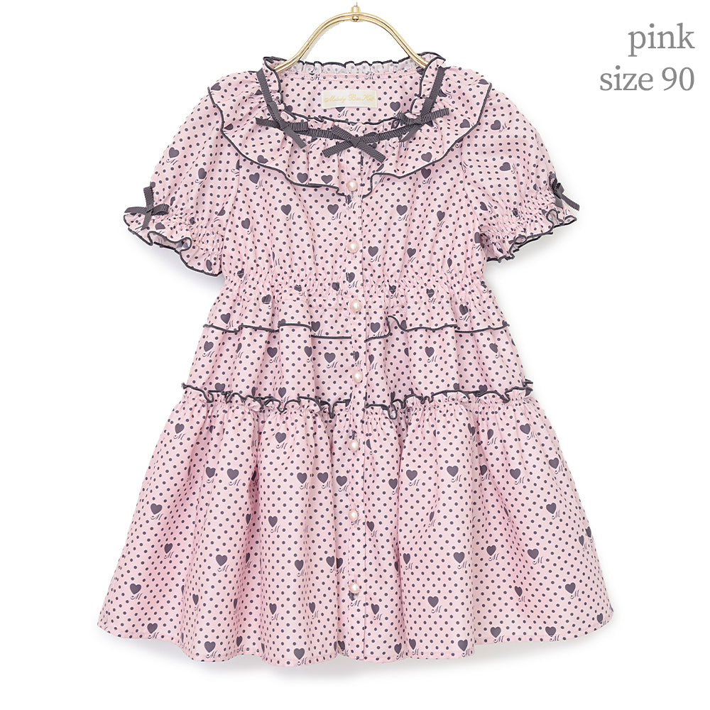 Little dot heartキッズワンピース