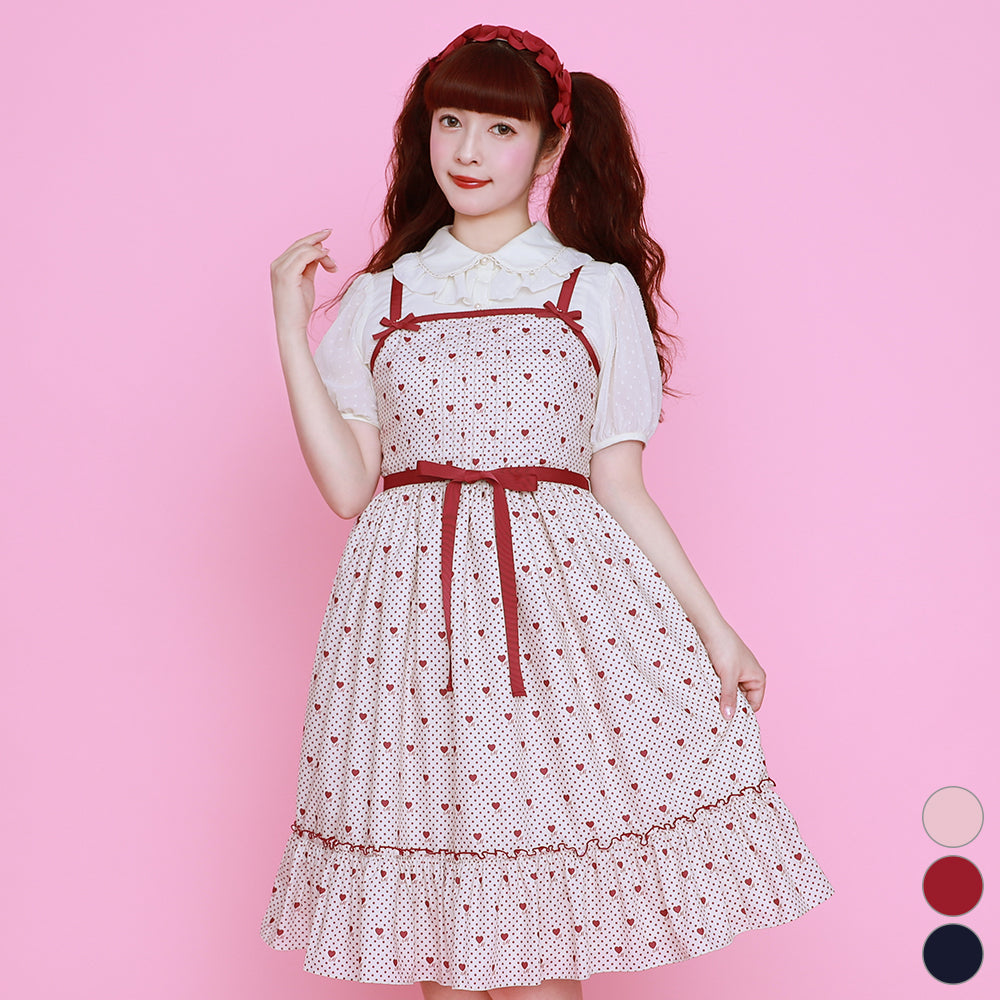 Little dot heart  jumper dress【reservation】