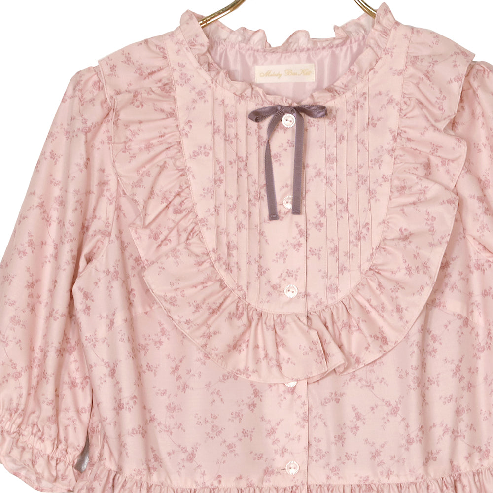 Flower Teddy bearフロントボタンワンピース