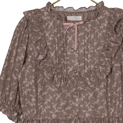 Flower Teddy bearフロントボタンワンピース