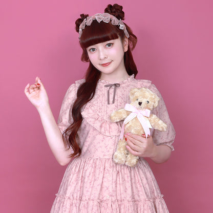 Flower Teddy bearフロントボタンワンピース