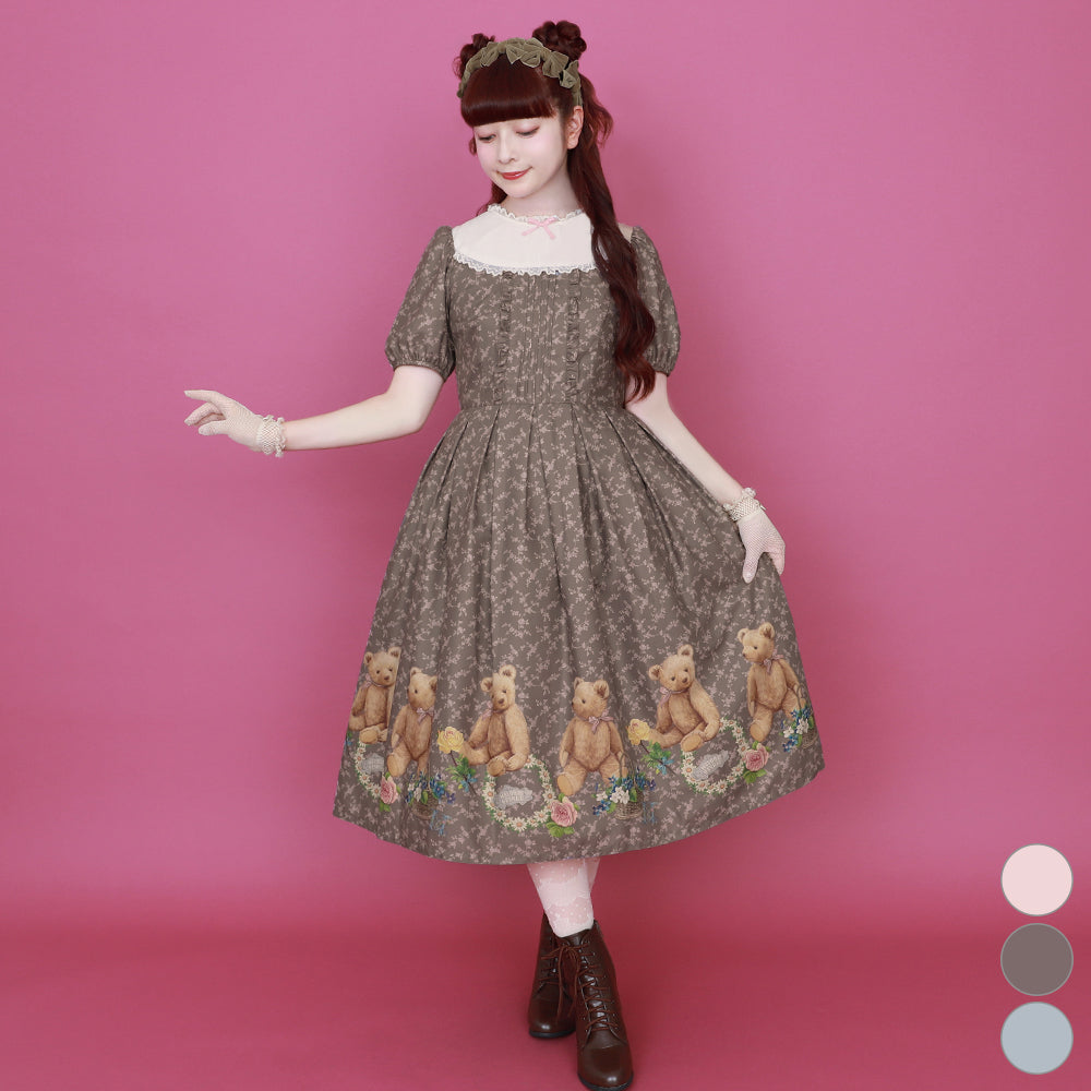 Flower Teddy bearチュールヨークワンピース