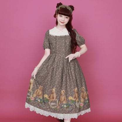 Flower Teddy bearチュールヨークワンピース