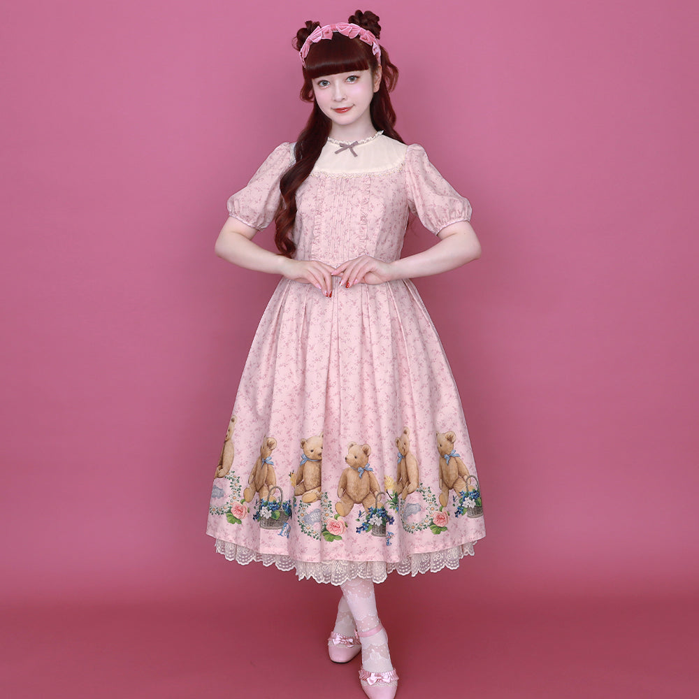 Flower Teddy bearチュールヨークワンピース