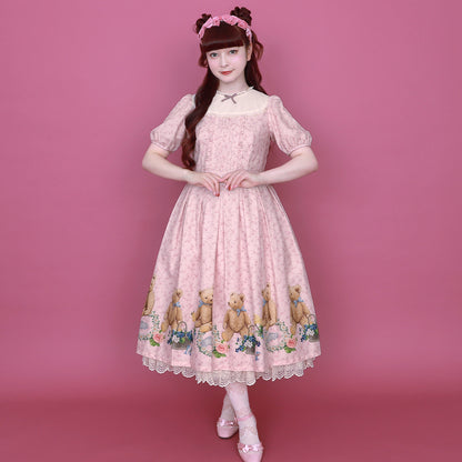 Flower Teddy bearチュールヨークワンピース