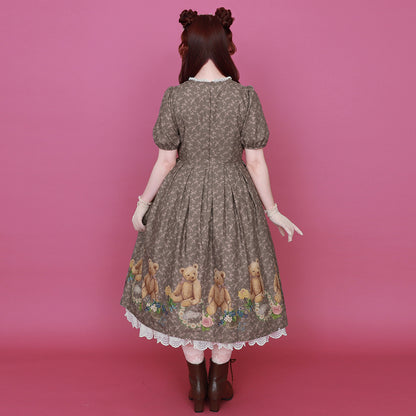 Flower Teddy bearチュールヨークワンピース