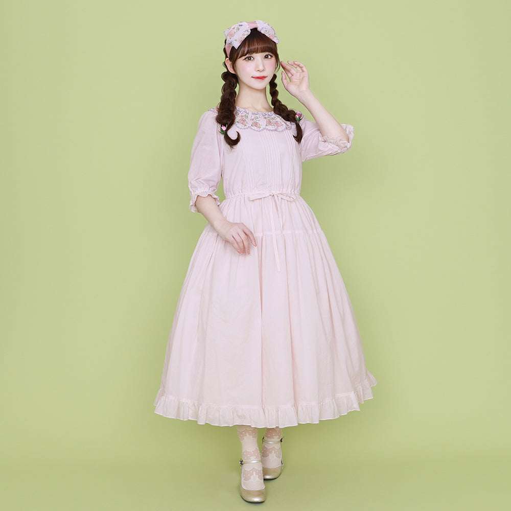 Romantic rose embroidery ribbon headband