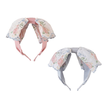 Romantic rose embroidery ribbon headband