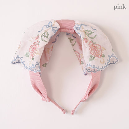 Romantic rose embroidery ribbon headband