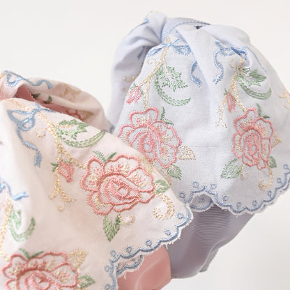 Romantic rose embroidery ribbon headband