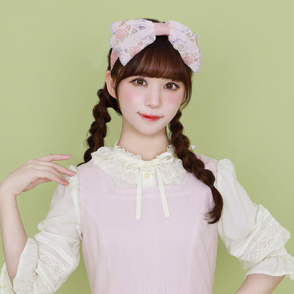 Romantic rose embroidery ribbon headband