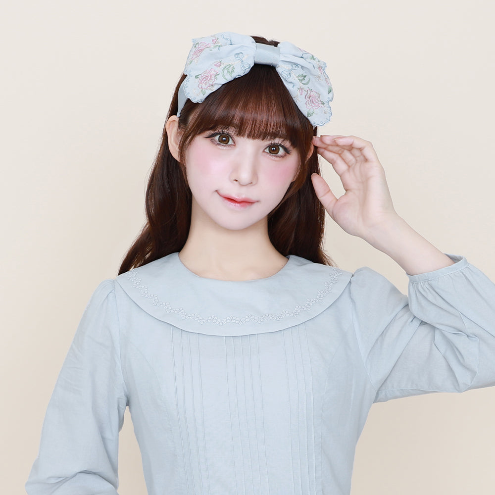 Romantic rose embroidery ribbon headband