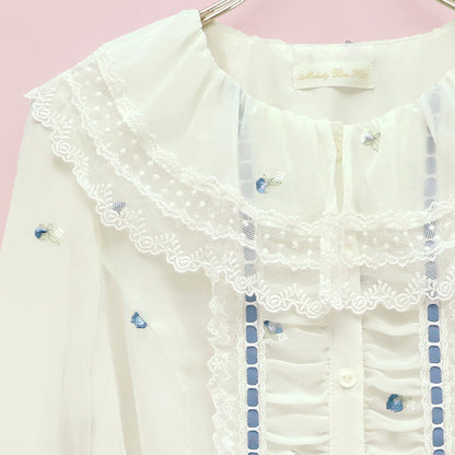 Petit rose embroidery front button dress