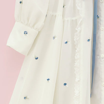 Petit rose embroidery front button dress