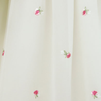 Petit rose embroidery front button dress