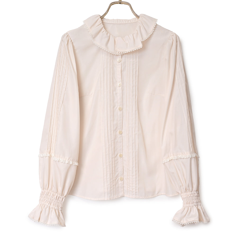 Frill collar pin tuck blouse