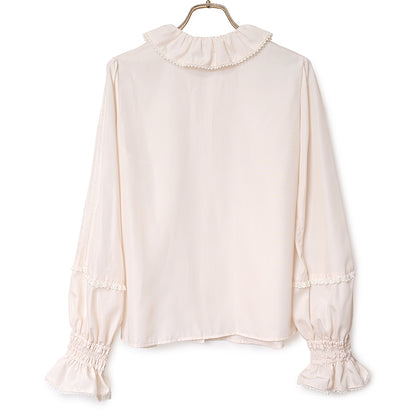 Frill collar pin tuck blouse