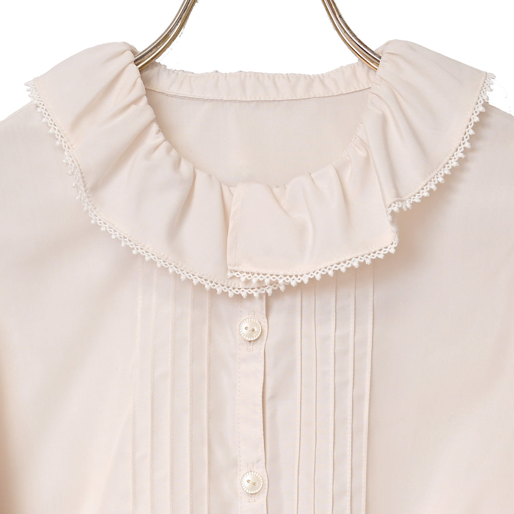 Frill collar pin tuck blouse