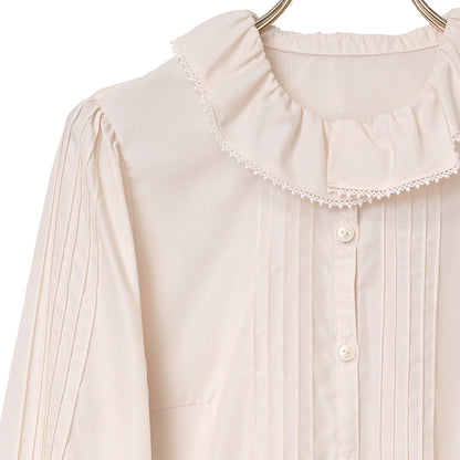 Frill collar pin tuck blouse