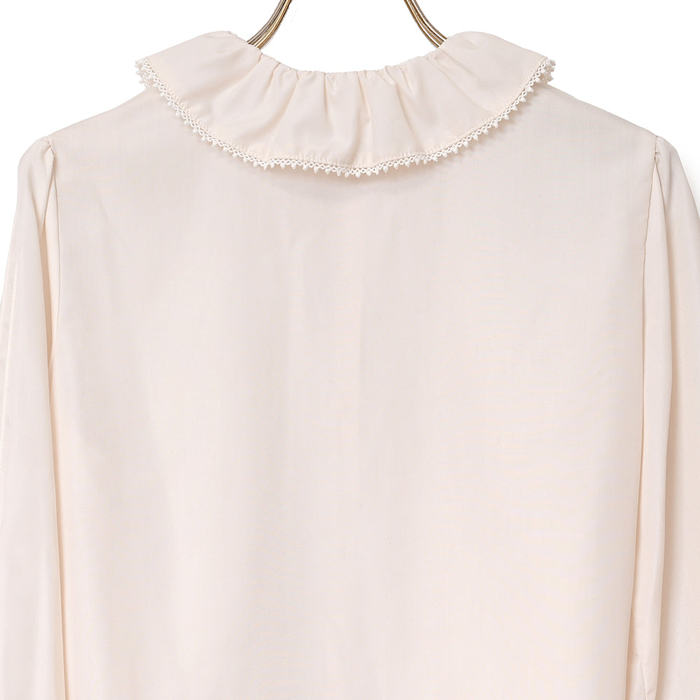 Frill collar pin tuck blouse
