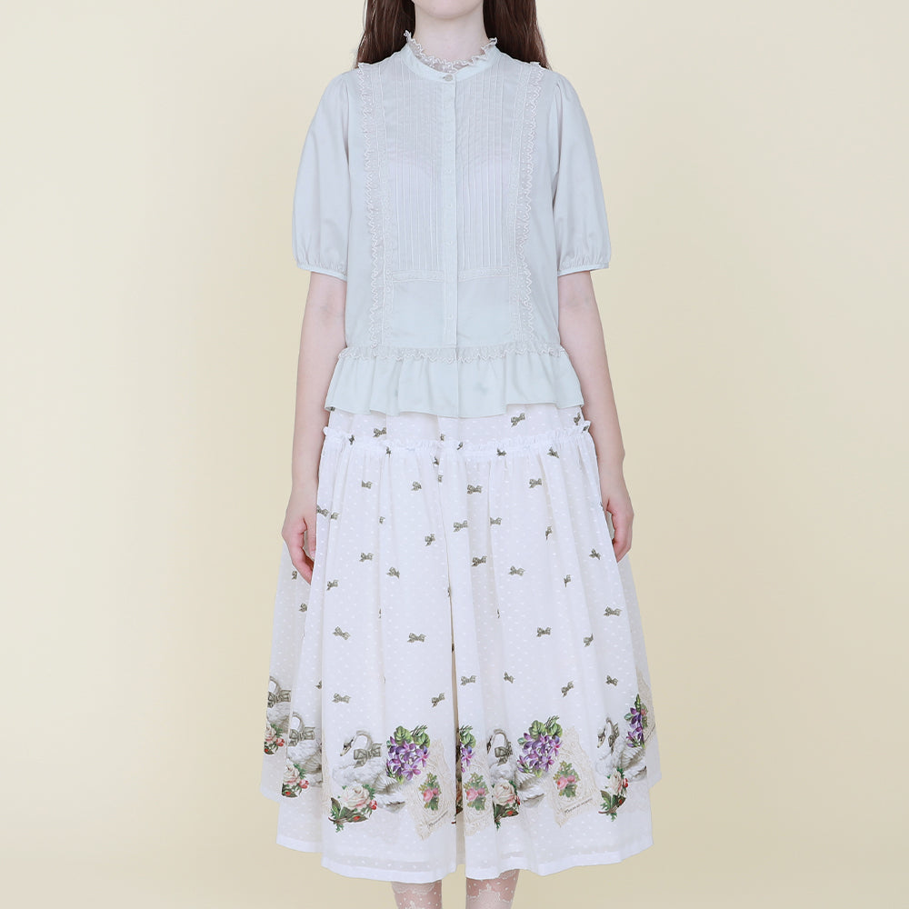 白鳥とお花のスカート