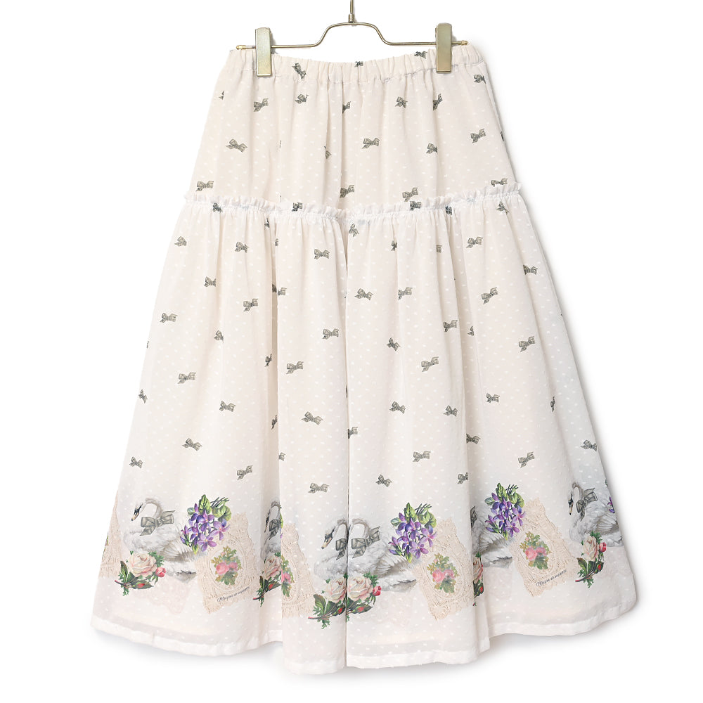 白鳥とお花のスカート