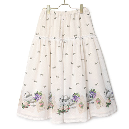 白鳥とお花のスカート