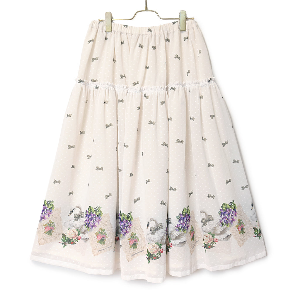 白鳥とお花のスカート