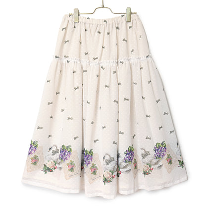 白鳥とお花のスカート