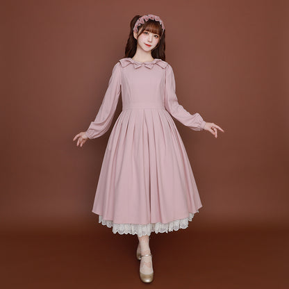 Ribbon and lace collar dress