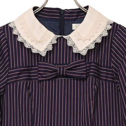 Double ribbon regimental striped dress