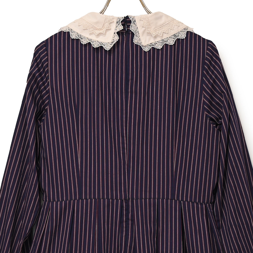 Double ribbon regimental striped dress