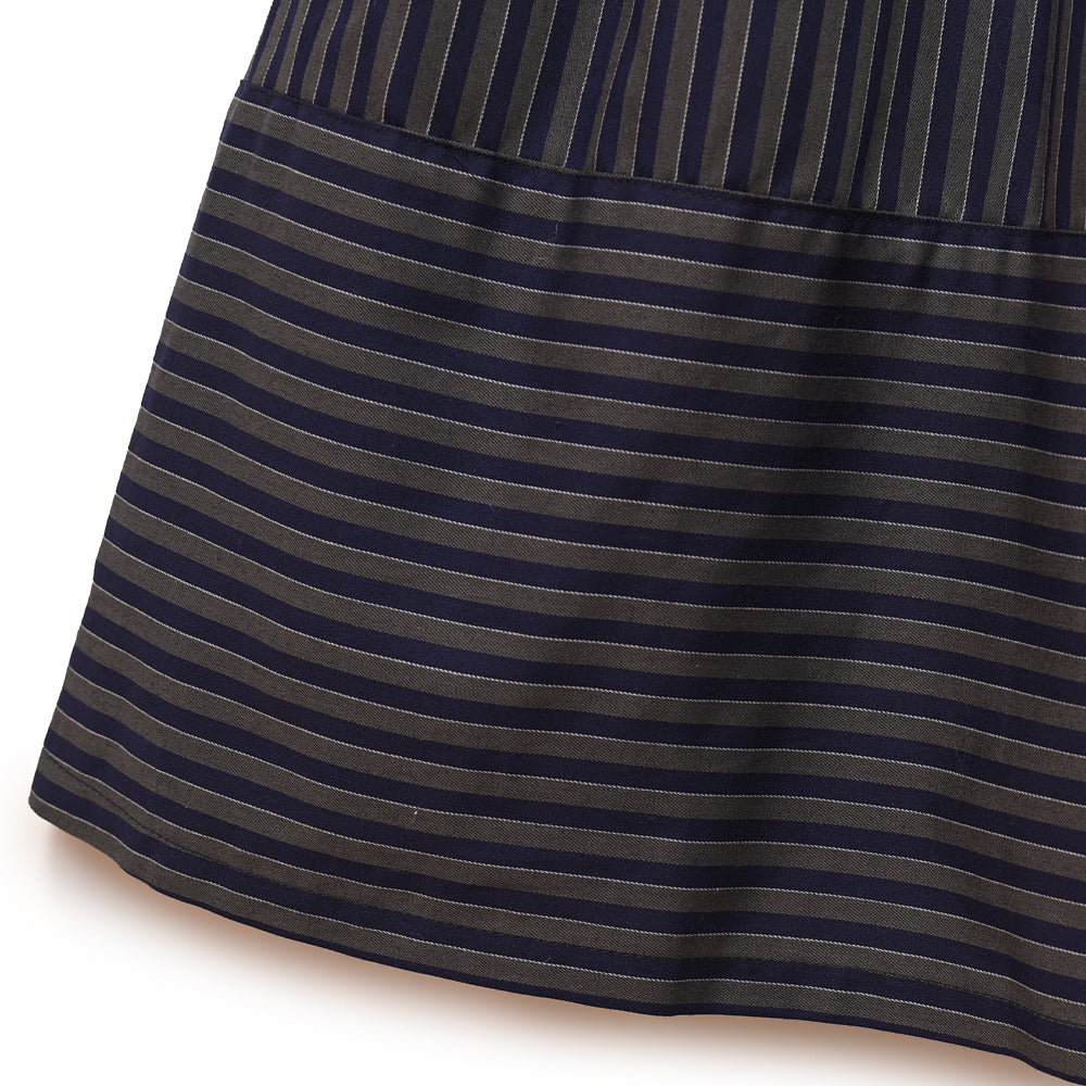 Double ribbon regimental striped dress