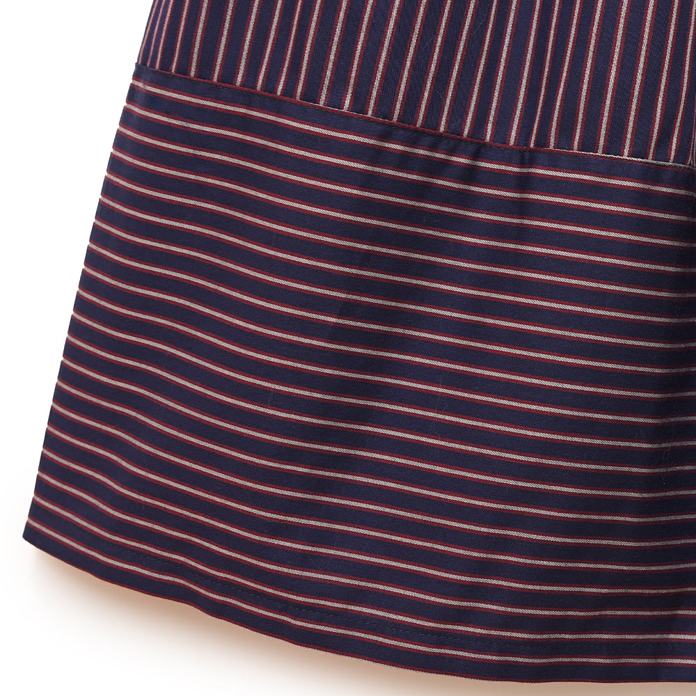 Double ribbon regimental striped dress