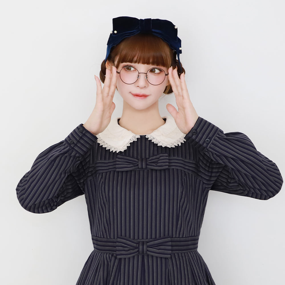 Double ribbon regimental striped dress