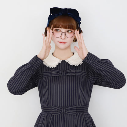 Double ribbon regimental striped dress