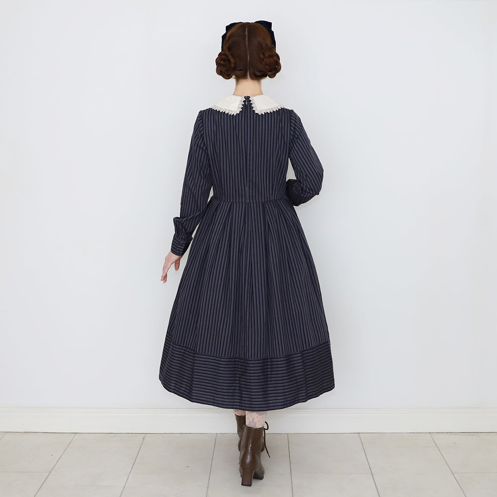 Double ribbon regimental striped dress